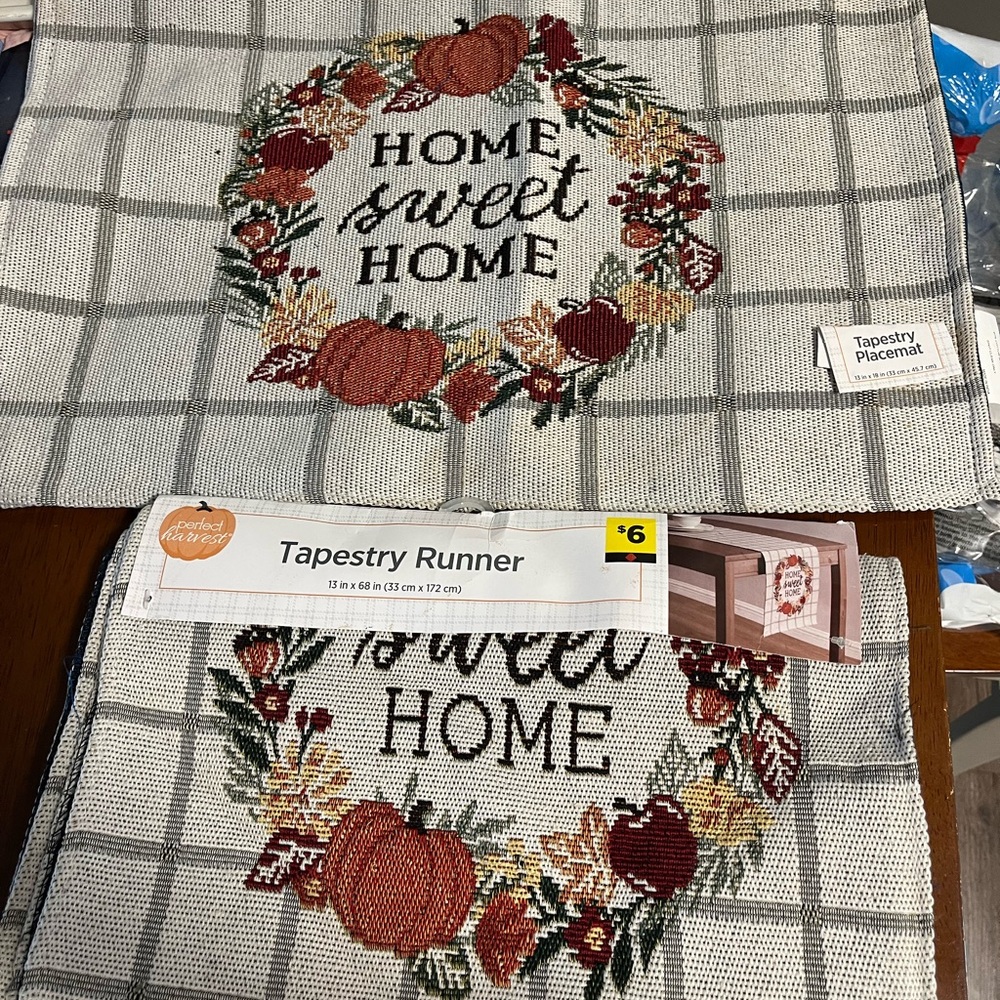 Home Sweet Home Tapestry Runner and Placemat Set